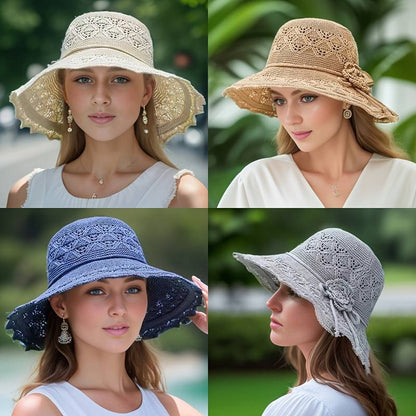 Eleganter Damen Sonnenhut Sommer Stroh