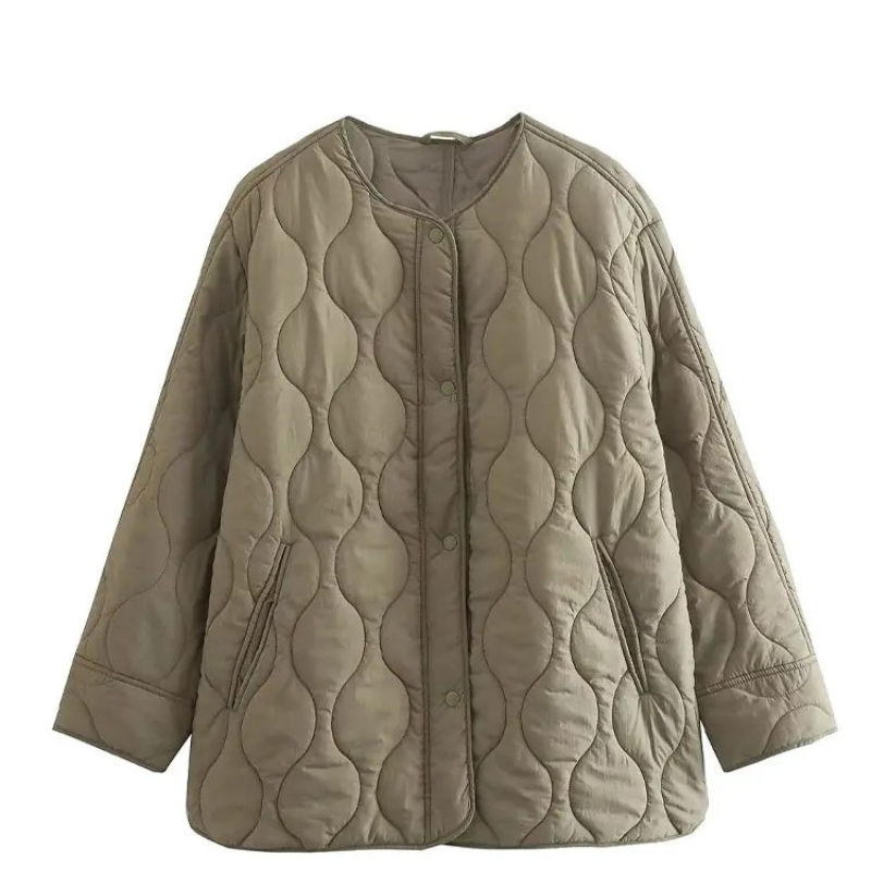 Gepolstertes Herrenjacket Rundhals Knöpfe Warm Winter