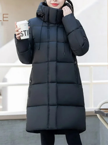 Khakijacke Damen Pufferjacke Kapuze Reißverschluss