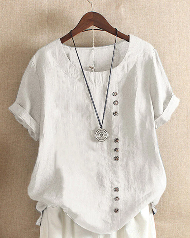 Damen Bluse Sommerleicht Lässig Mit Knöpfen
