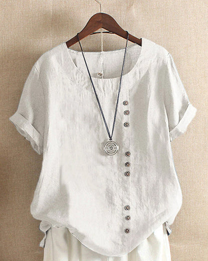 Damen Bluse Sommerleicht Lässig Mit Knöpfen