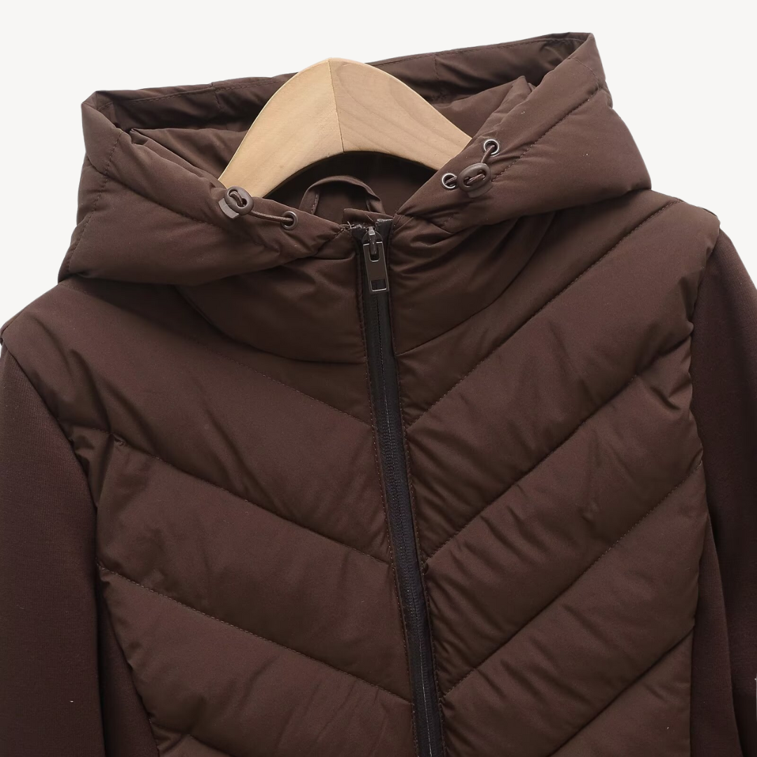 Damen Steppjacke Chevron Muster Modern