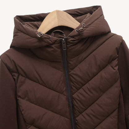Damen Steppjacke Chevron Muster Modern