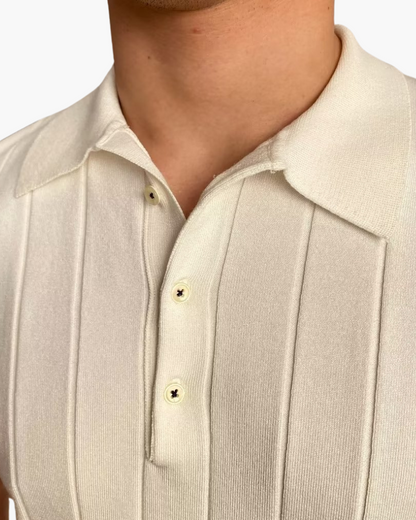 Herren Poloshirt Slim Fit Strick Muster Business Casual