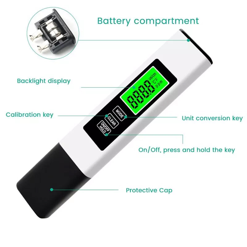 Wasser Tester 4 in 1 Digital TDS Messgerät Präzise