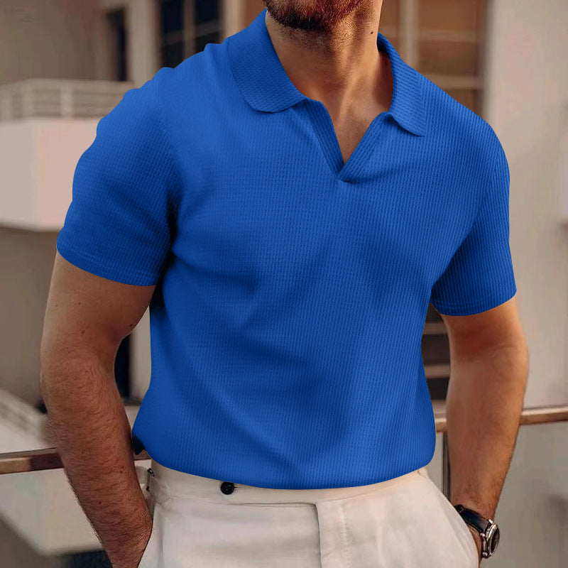 Herren Poloshirt Waffeloptik Lässig Modern