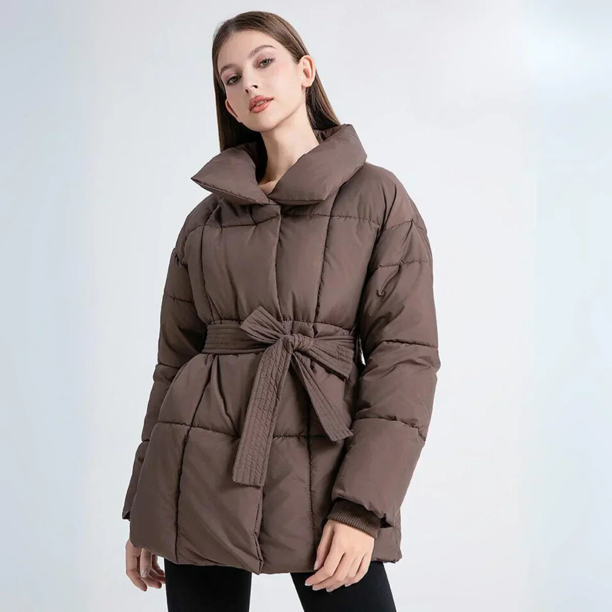 Damen Winterjacke Taillierte Elegante Mit Gürtel - BerlinGlamour