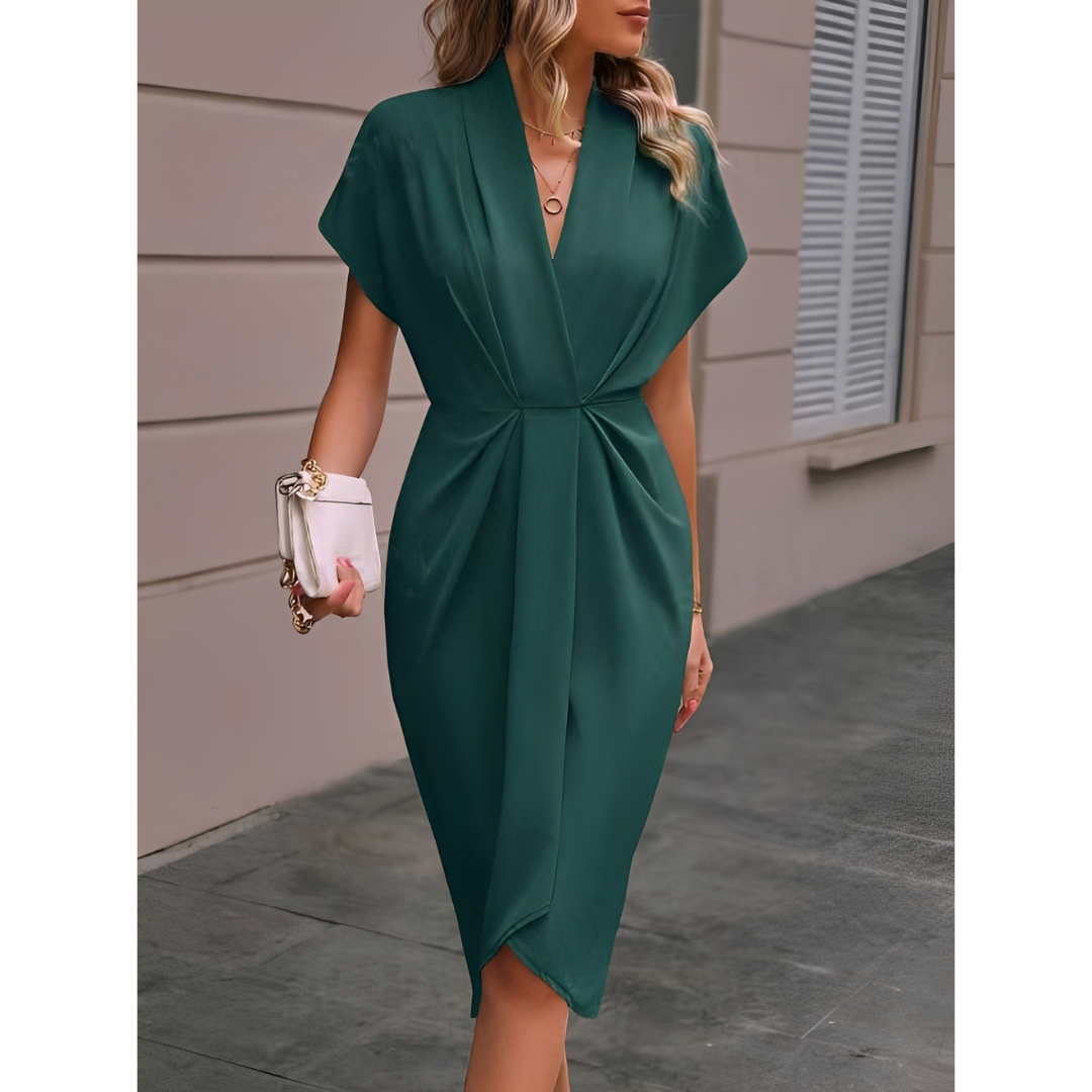 Elegantes Wickelkleid Damen Midi Länge