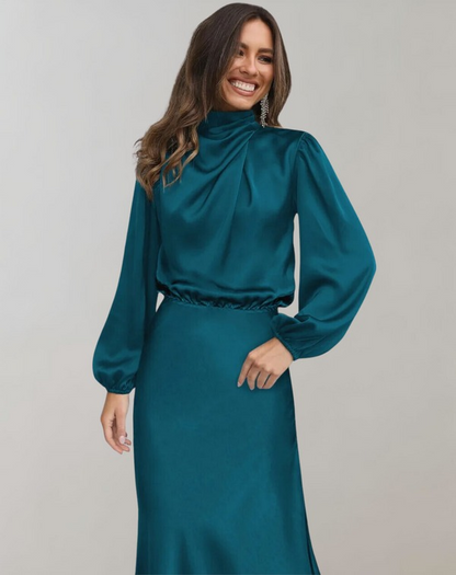 Elegantes Abendkleid Damen Langärmelig Schwarzes Cocktailkleid