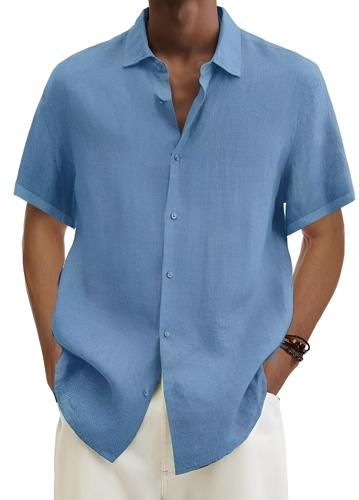 Herren-Hemd Lässig Knöpfe Baumwolle Relaxed Fit - BerlinGlamour