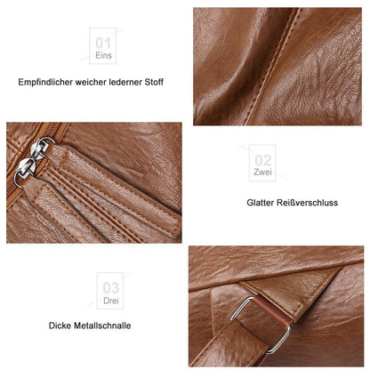 Großer Leder Rucksack Kapazitiv Modern