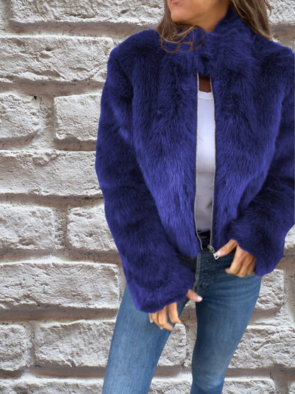 Kunstpelzjacke Warm Mit Reißverschluss Modern