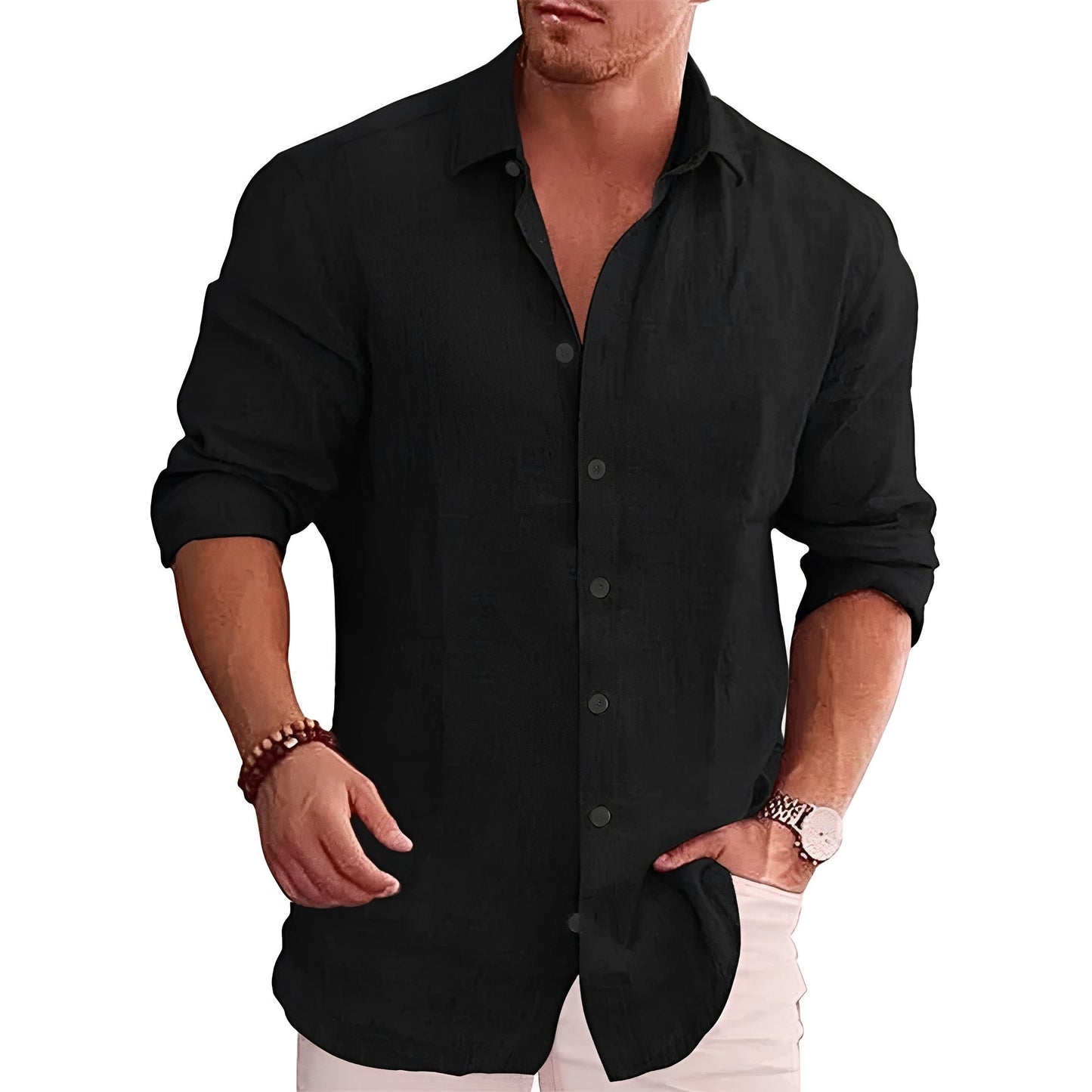 Herren Hemd Langarm Slim Fit Modern Lässig
