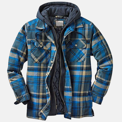 Herren Jacke Kariert Warm Lässig Knöpfbar
