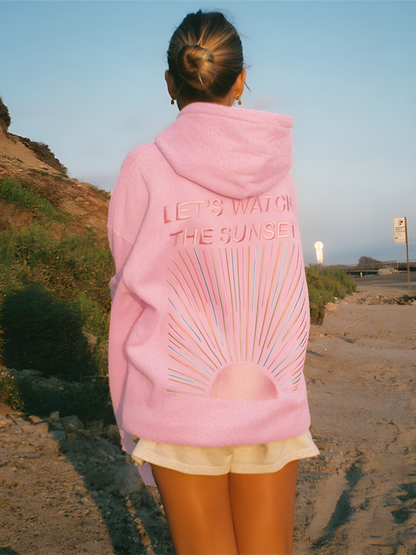 Damen Hoodie Oversized Sunset Print Groß