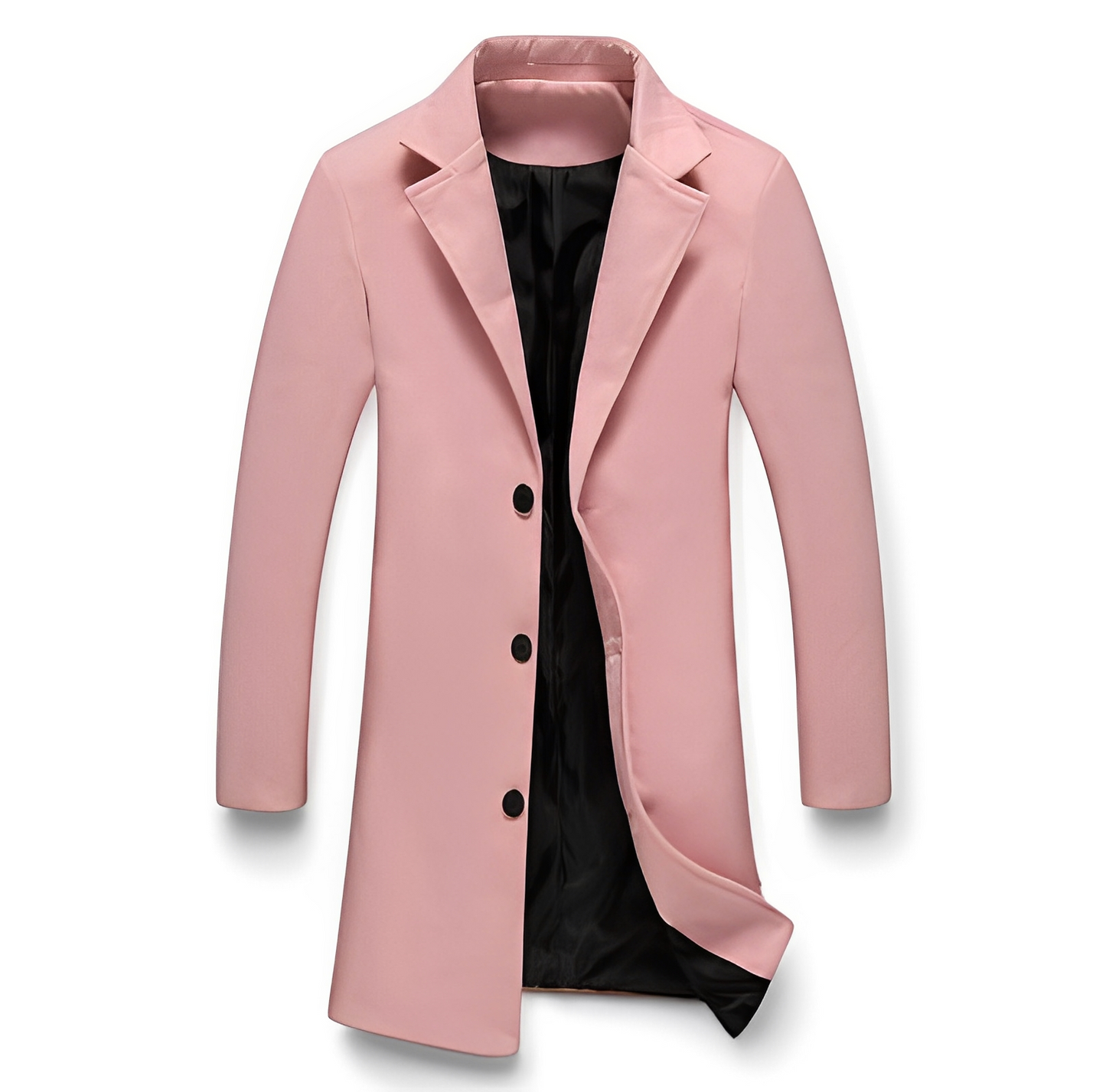 Eleganter Männer Wollmantel Formal Schwarz