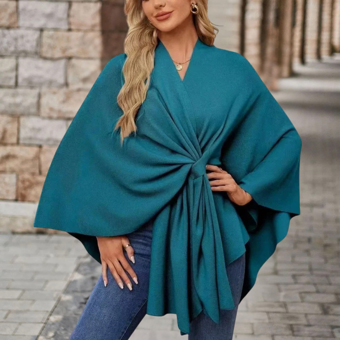 Damen Oberteil Cape Style mit Vordere Knoten Detail