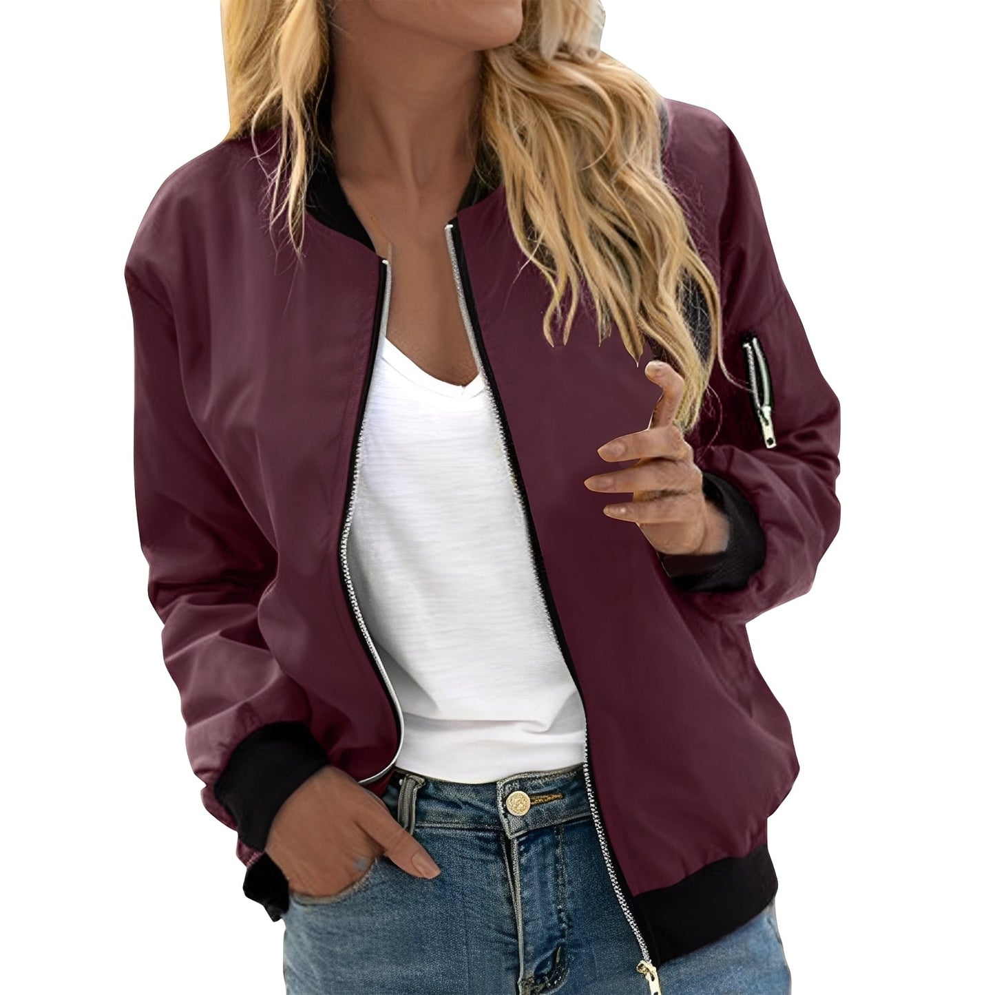 Lässige Frauen Bomberjacke Retro Style Damenjacke