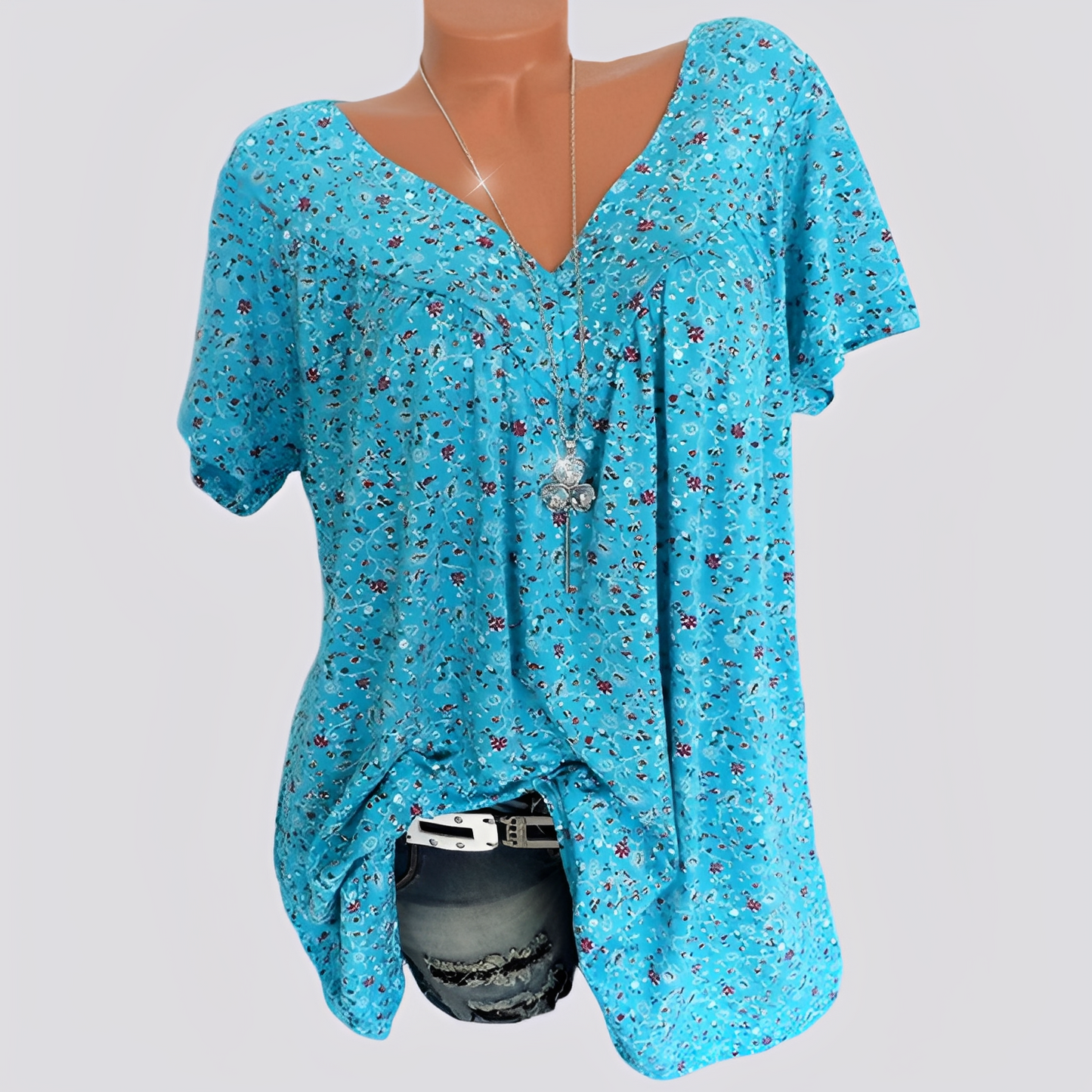 Damenbluse Blumenmuster Lockere Passform Sommer