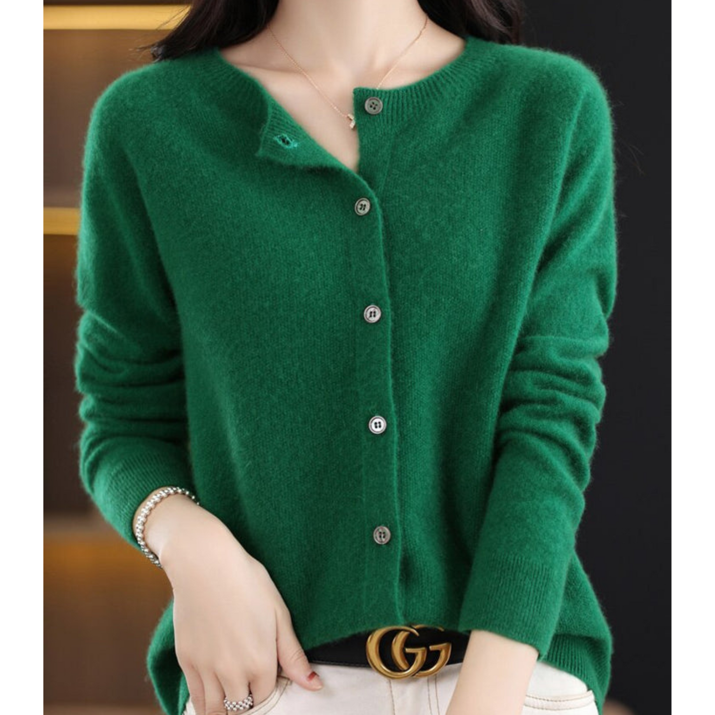 Damen Cardigan Rundhals Pullover Glamour Lang