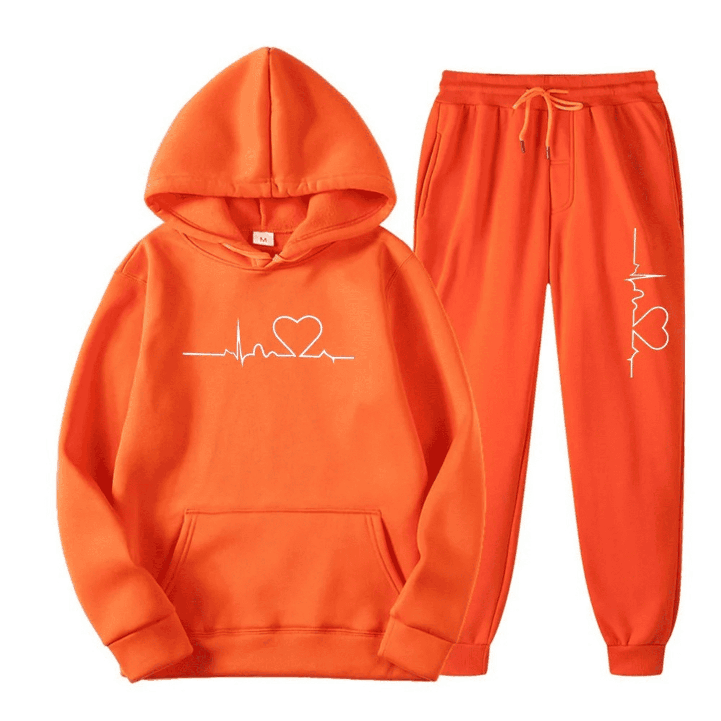 Damen Hoodie Set Herz Motiv Jogginghose Comfort