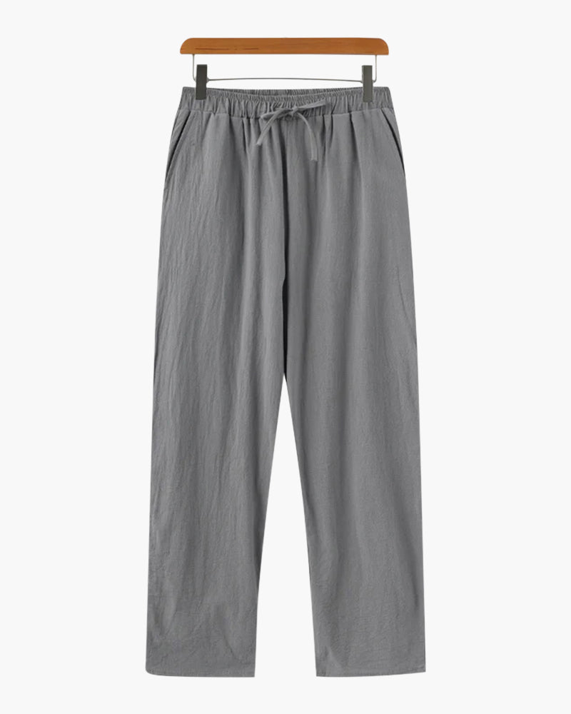 Herren Leinenhose Sommer Bequem Elastisch