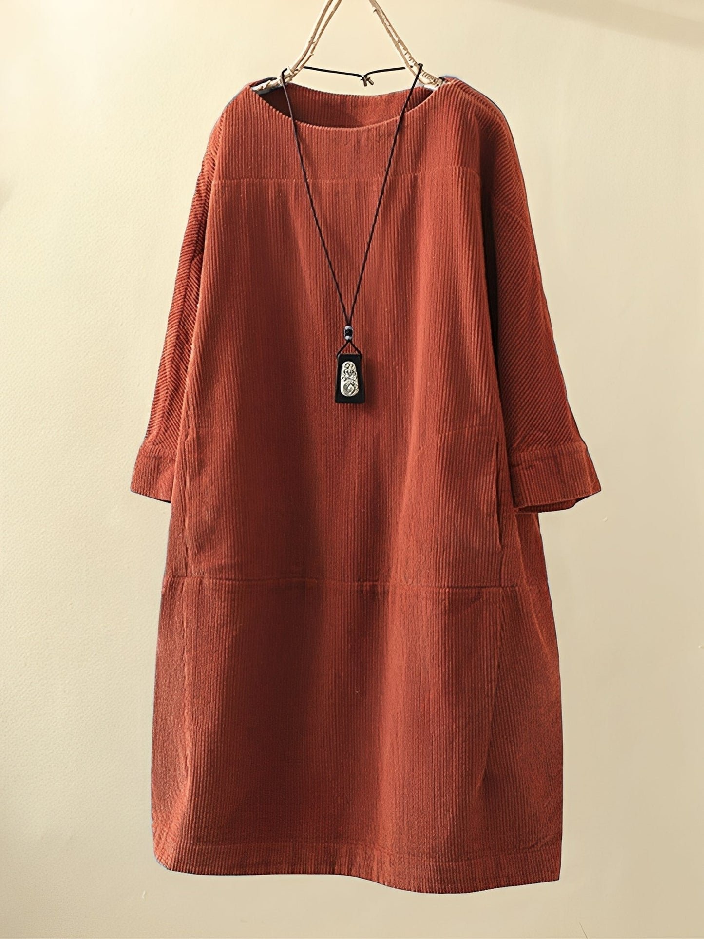 Cordkleid Damen A-Linie Lockeres Sommerkleid