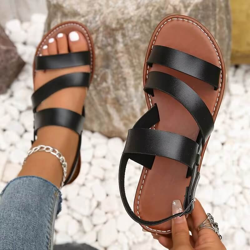 Sommer Sandale Damen Bequem mit Knöchelriemen