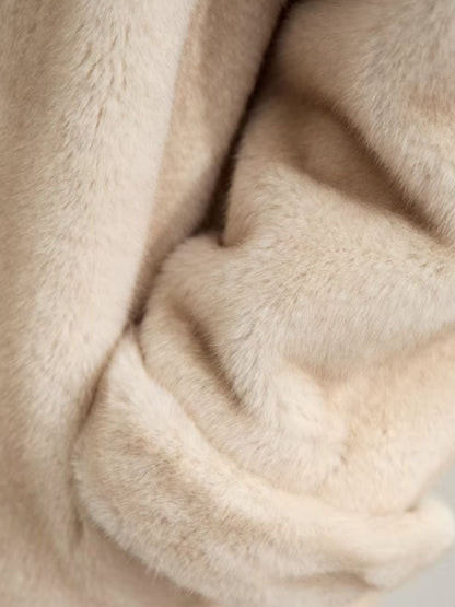 Beiger Wollmantel Winter Doppelt Öffnung Damen