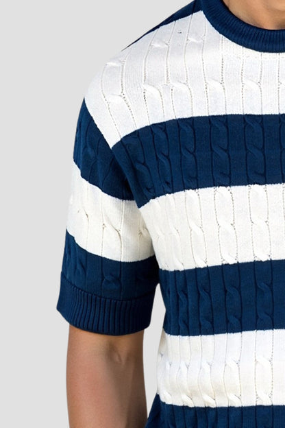 Herren Pullover Kurzarm Gestreift Modern Bequem