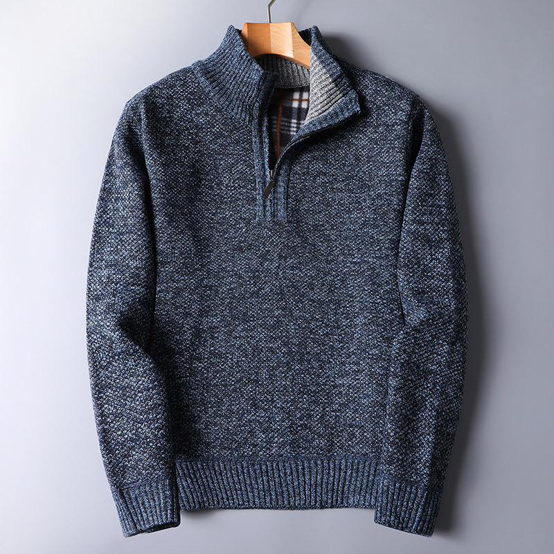 Herren Strickpullover Reißverschluss Warm Bequem