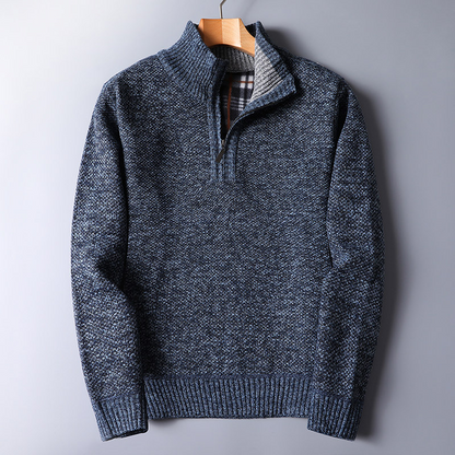 Herren Strickpullover Reißverschluss Warm Bequem