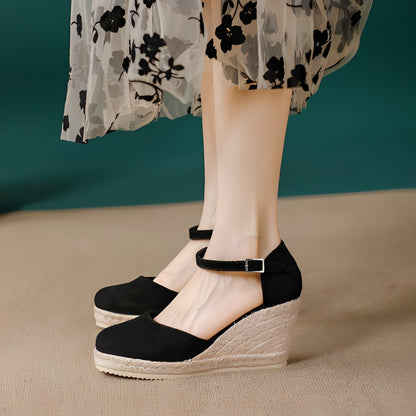 Damen Keilabsatz Schuhe Stilvoll Minnie Look