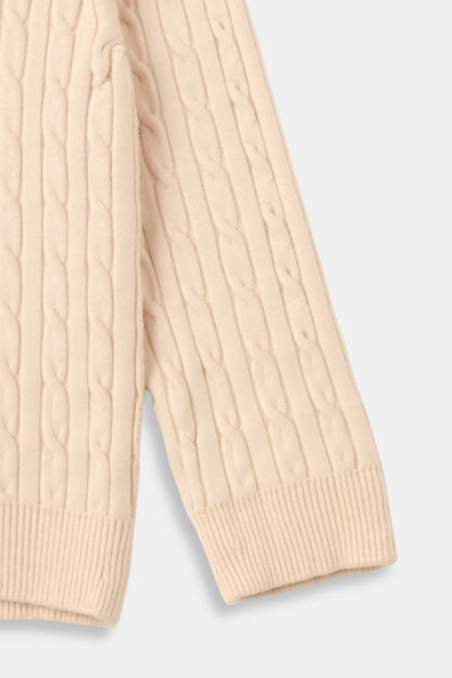 Strickpullover Zopfmuster mit Reißverschluss Damengröße