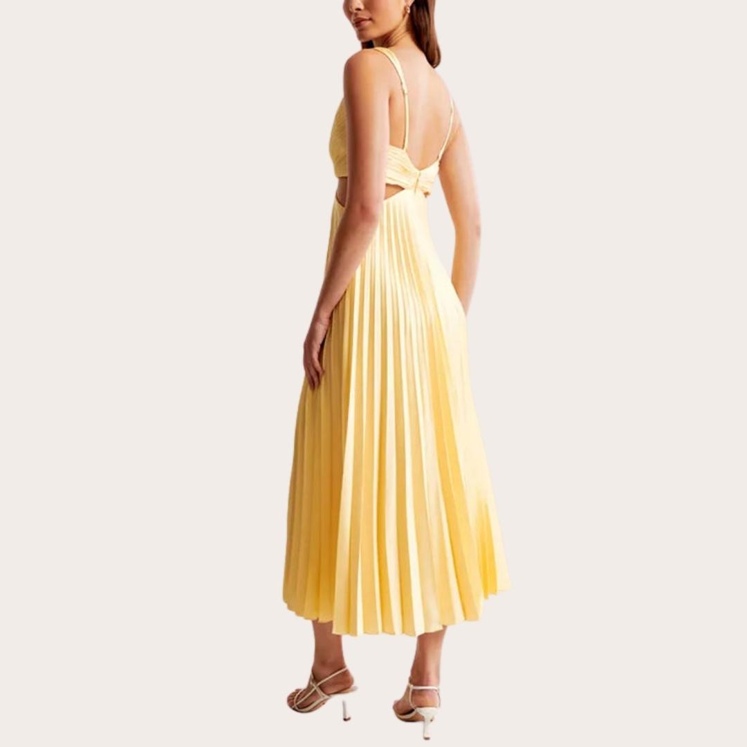 Midi Kleid V-Ausschnitt Ärmellos Twist Detail