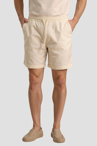 Beige Herren Shorts Komfort Kordelzug Minimalistisch