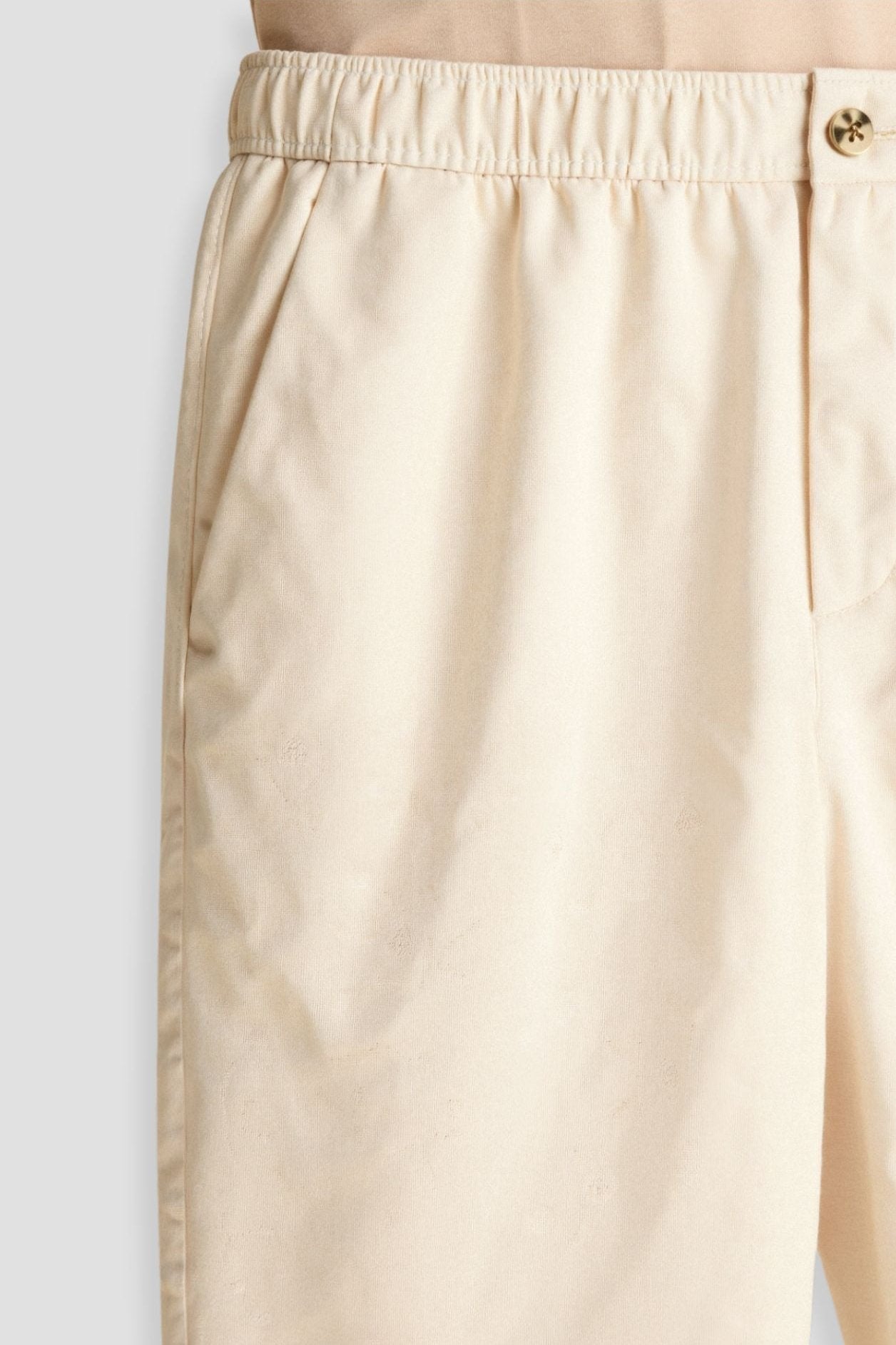 Herren-Hose Beige Elastisch Mit Knopfverschluss
