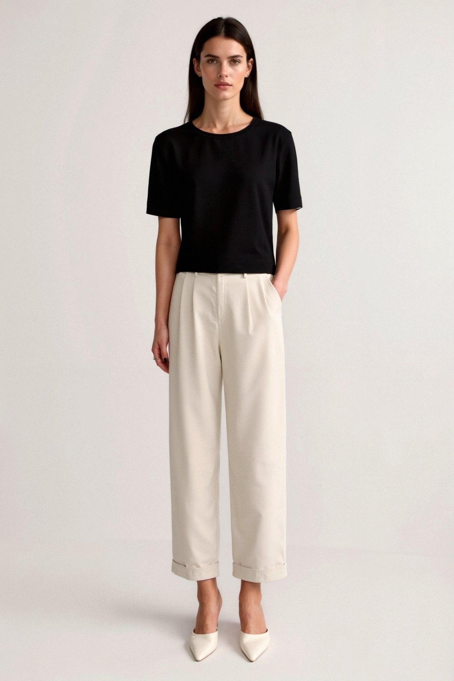Hohe Wide-Leg Jeans Hose Damen Elegant
