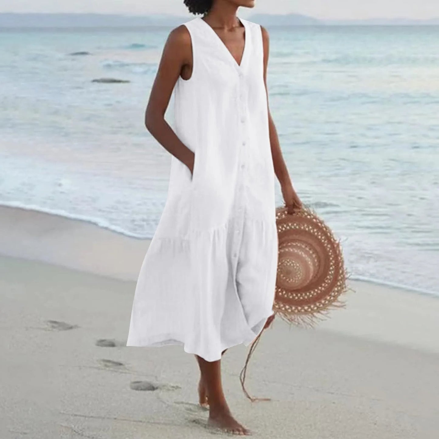 Umaylah: Elegantes Premium-Kleid mit V-Ausschnitt und hohem Tragekomfort