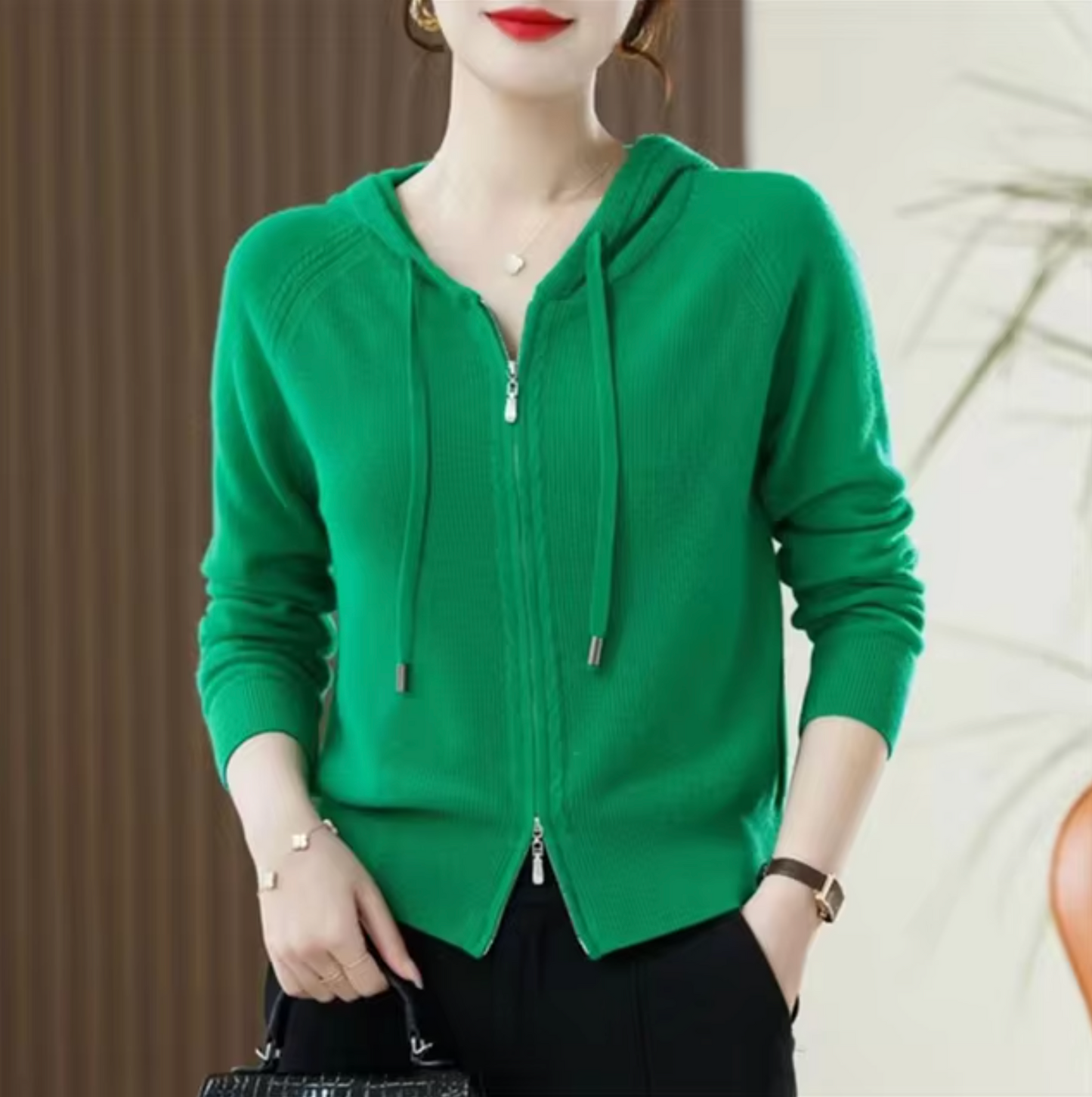 Strick Hoodie Damen Warm Oversized