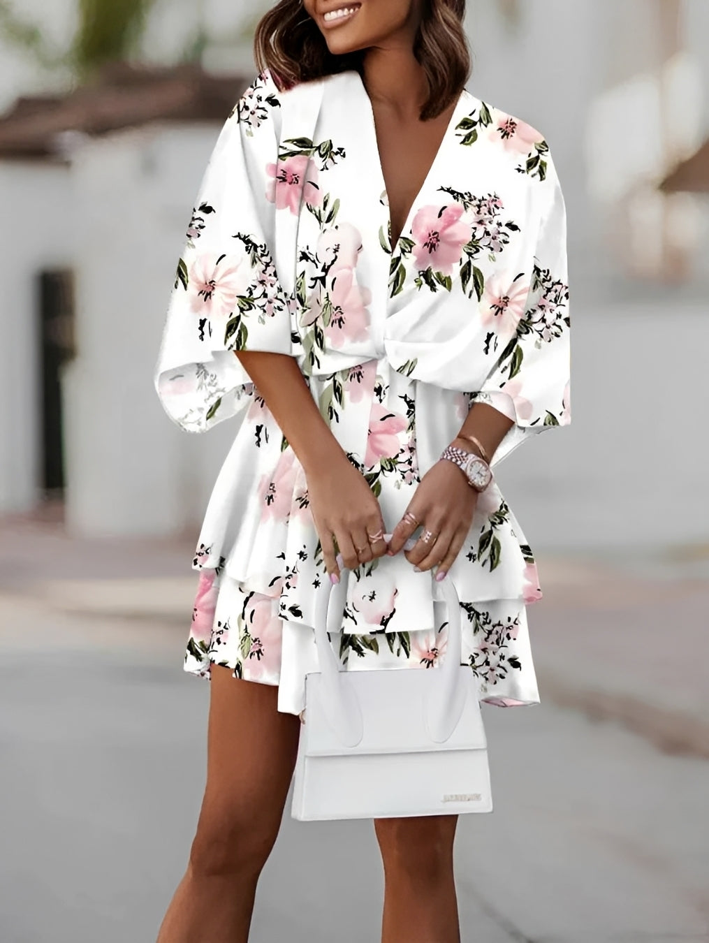 Kleid Damen Minikleid Stilvoll Locker Sitzend