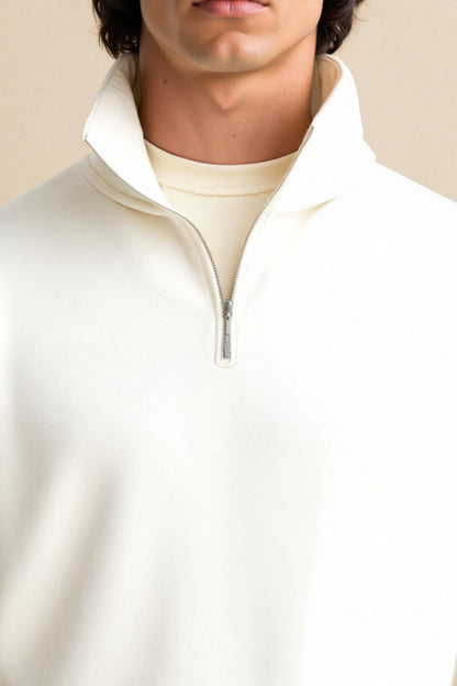 Wärmer Fleece Pullover Reißverschluss Modern