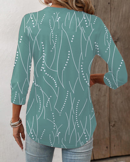 Frauen Top V-Ausschnitt Knopfdruck Modern