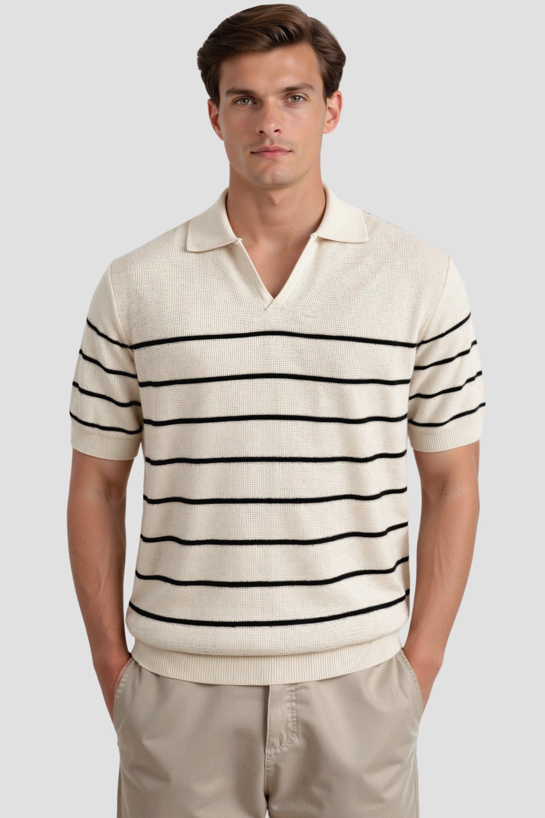 Herren Poloshirt Kurzarm Gestreift Klassisch - BerlinGlamour