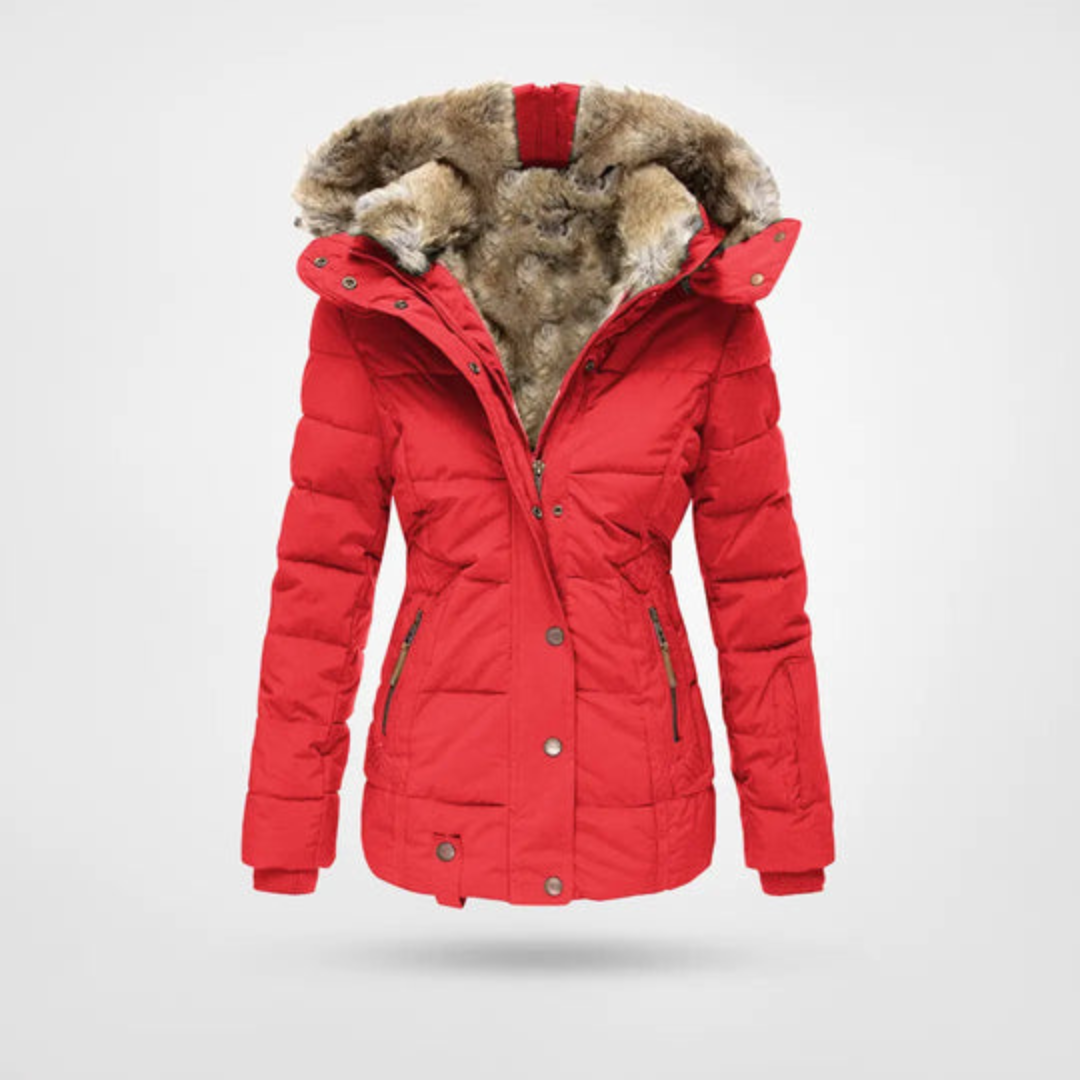 Damen Winterjacke Lang Gepolstert mit Kapuze Warm