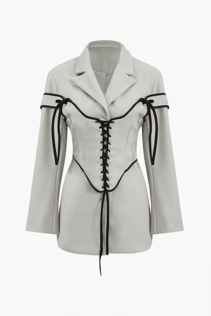 Elegantes Frauen Zweiteiler Set Blazer Korsett Schnürung