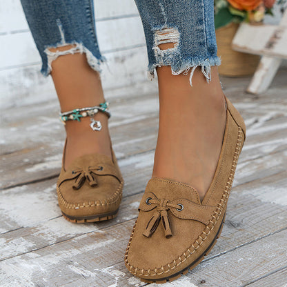Damen Slipper Wildleder Quasten Detail Elegannt
