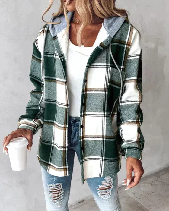 Karierte Winterjacke mit Kapuze Modern - BerlinGlamour