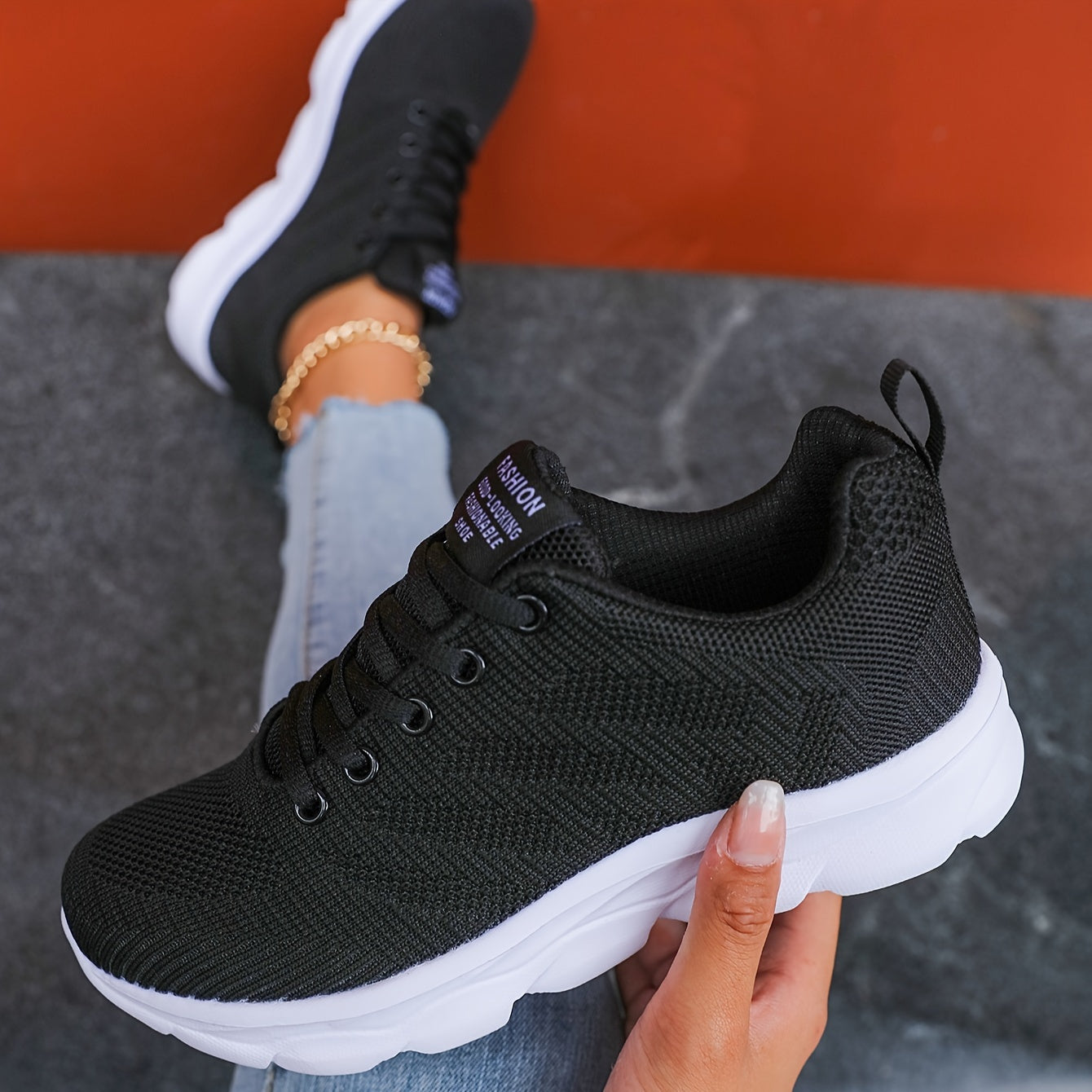 Damensneaker Atmungsaktiv Gestrickt Bequem