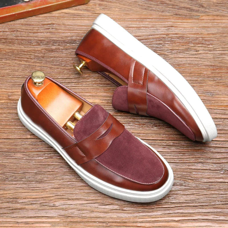 Herren Lederschuhe Casual Slip-on Schwarz Elegante Schuhe